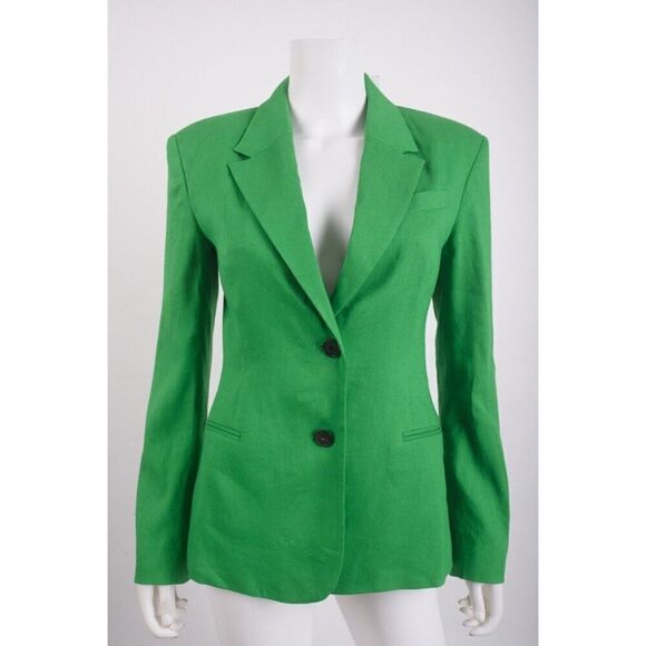 FRAME Womans Suit Jacket Blazer Size 2 Green Linen Blend The Femme Blazer NWT - Picture 1 of 6